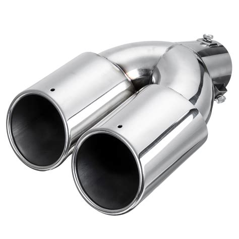 Universal 63mm Car Inlet Dual Exhaust Pipe Trim Tip Tail Muffler ...