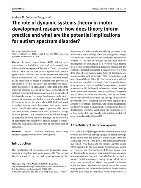 (PDF) The role of dynamic systems theory in motor development research ...