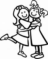 2 Friends Hugging Coloring Pages sketch template