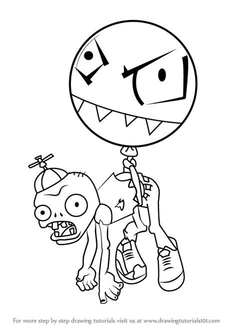 How to Draw Balloon Zombie from Plants vs. Zombies (Plants vs. Zombies) Step by Step ...