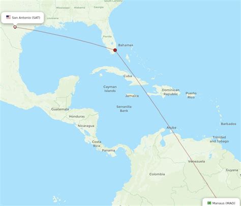 All flight routes from San Antonio to Manaus, SAT to MAO - Flight Routes