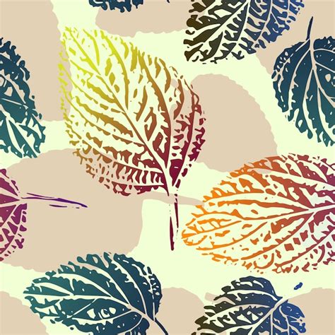 Premium Vector | Colorful Leaves Texture Silhouete Seamless Pattern