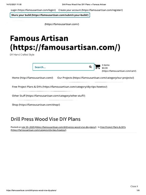 Drill Press Wood Vise DIY Plans Famous Artisan | PDF