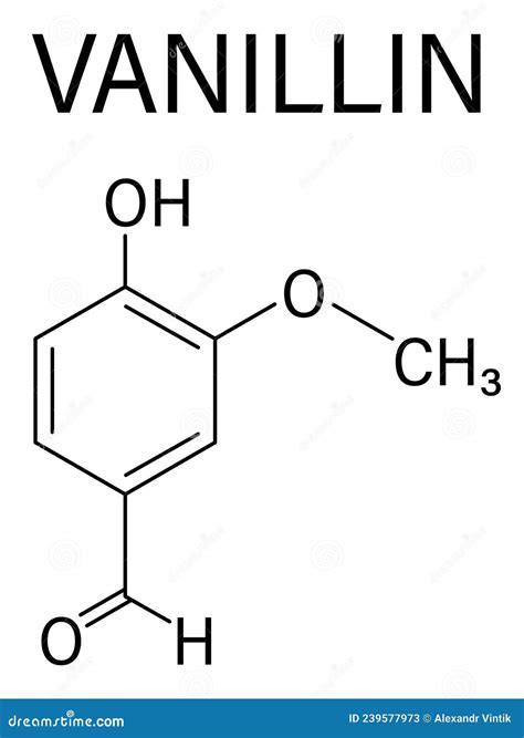 Vanillin Vanilla Extract Molecule. Skeletal Formula Stock Vector - Illustration of food ...