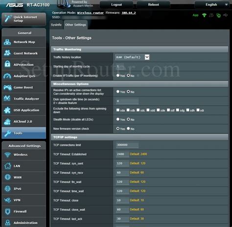 Asus RT-AC3100 Asuswrt-Merlin Screenshot OtherSettings