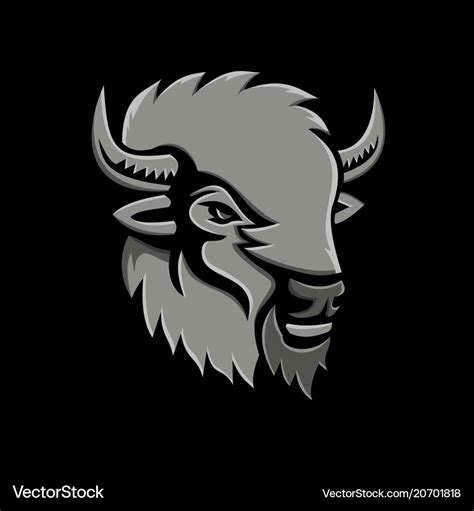 American bison head metallic icon Royalty Free Vector Image