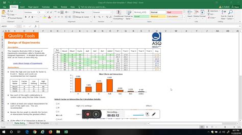 Design Of Experiment Template In Excel