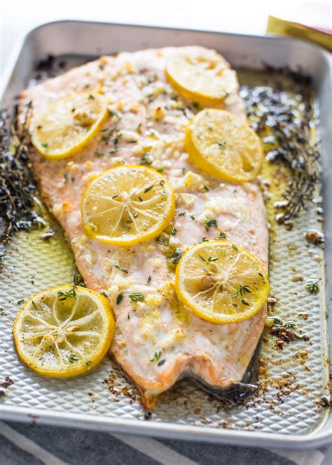 4 Ingredient Roasted Garlic Butter Salmon | Gimme Delicious