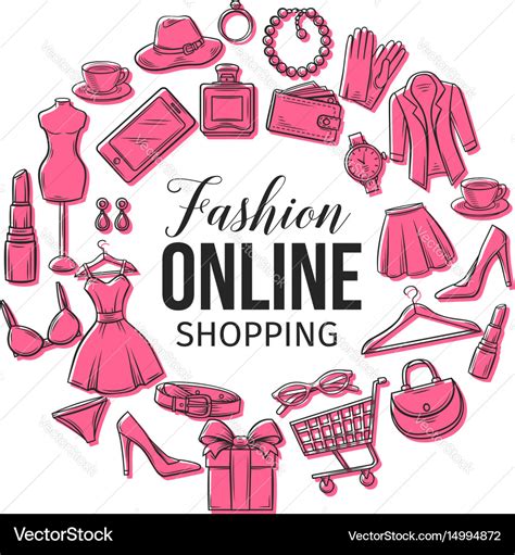 Set of online fashion shopping icons Royalty Free Vector