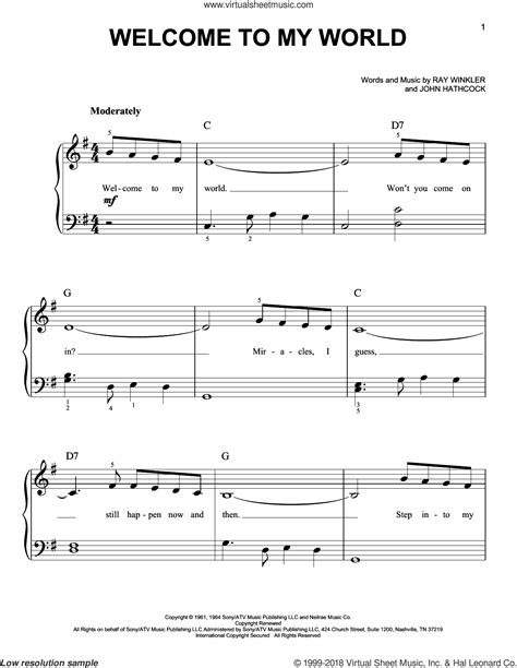 Reeves - Welcome To My World sheet music for piano solo [PDF]