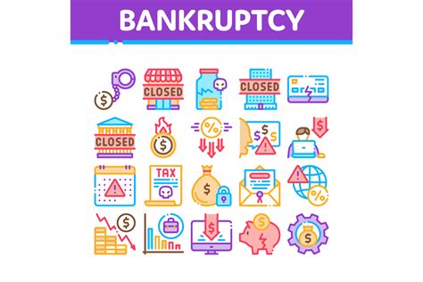 Bankruptcy Business Collection Icons Set Vector Graphic by pikepicture ...