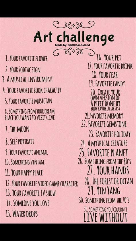 30 day art challenge ideas - Treena Drew