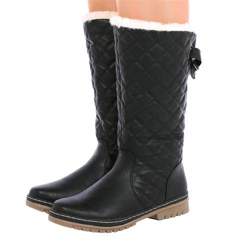 NEW WOMENS LADIES FUR LINED QUILTED RAIN MOON SKI WINTER BOOTS SHOES ...