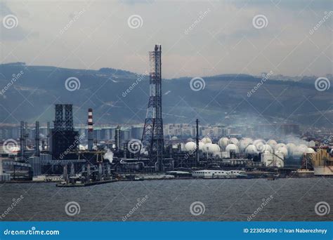 Oil refinery in Izmit port stock photo. Image of watercraft - 223054090