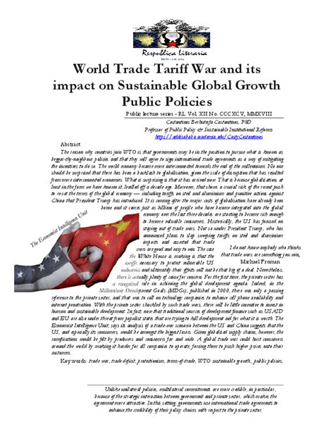 (PDF) World Trade Tariff War and its impact on Sustainable Global ...