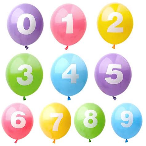 10pcs/lot 12 inch printing numbers balloon 0 9 latex round balloons Children's birthday party ...