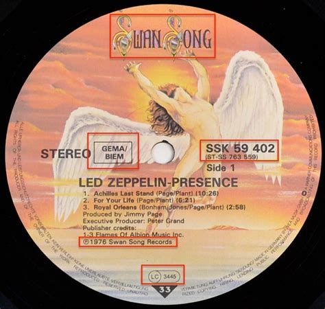 LED ZEPPELIN Presence Album Cover Gallery & 12" Vinyl LP Discography Information#vinylrecords