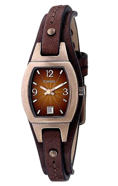 Fossil Ladies Skinny Brown Leather Strap Brown Dial Watch ST #JR9760