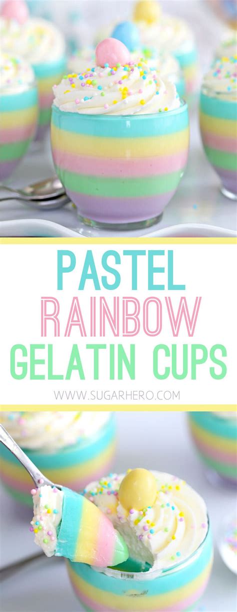 Looking for an easy spring dessert? These Pastel Rainbow Gelatin Cups ...