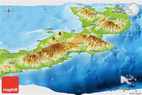 Physical Panoramic Map of East New Britain