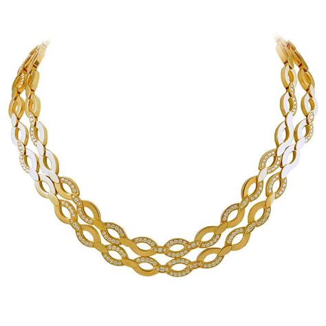 Cartier Diamond Gold Necklace For Sale at 1stDibs