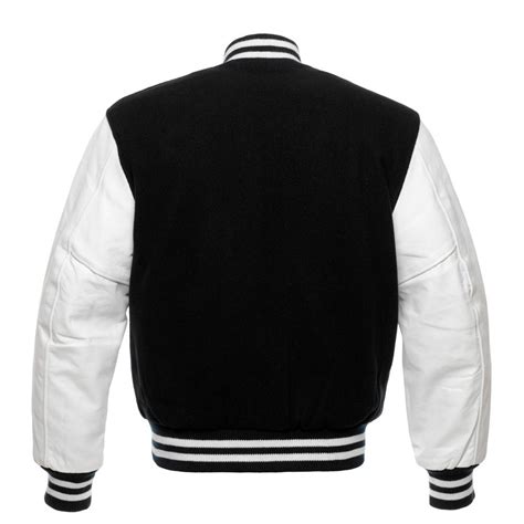 Jacketshop Jacket Black Wool White Leather Letterman Jacket