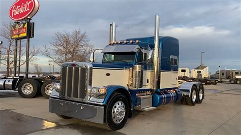 2023 Peterbilt 389 Dark Rich Blue & Diamond White with White Frame! - YouTube