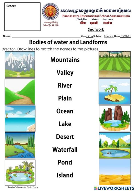 Bodies of water and Landforms interactive worksheet | Landforms ...