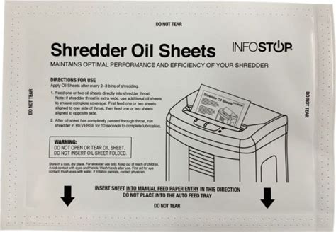 Shredder Oil Sheets 6x6 Pack - Document Dynamix Australia