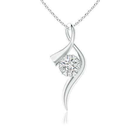 Solitaire Diamond Ribbon Pendant | Angara