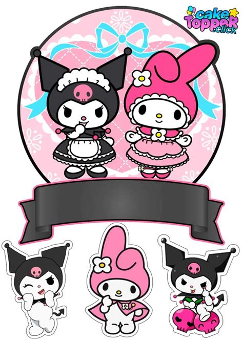 Cake topper de Kuromi + 4 GRATIS! - CakeTopper.click | Cumpleaños de hello kitty, Figuras para ...