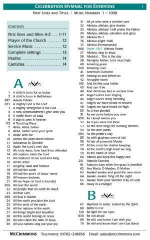 Download - Revised Celebration Hymnal for Everyone Hymn listing (FREE PDF)