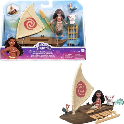 Buy Mattel Disney Princess Moana Small Doll & Boat Playset with Floating Boat Vehicle & 2 ...