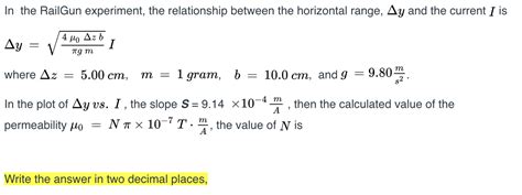 Solved In the RailGun experiment, the relationship between | Chegg.com