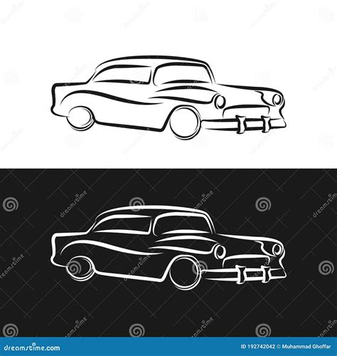 Retro Car Outline Vintage Collection, Classic Garage Sign, Vector Illustration Background, Can ...