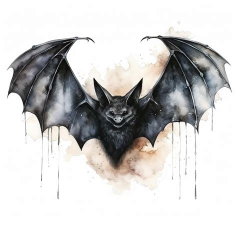 Premium AI Image | Watercolor drawing of a scary bat Halloween element Generative Ai