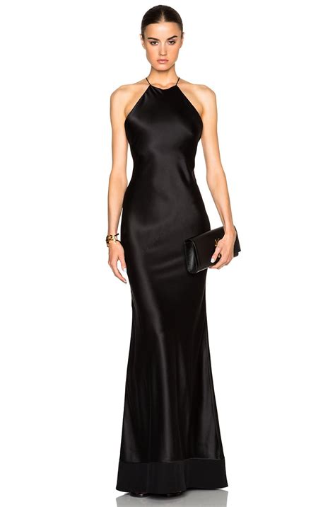 Calvin Klein Fawn Satin Silk Charmeuse Gown in Black | Lyst