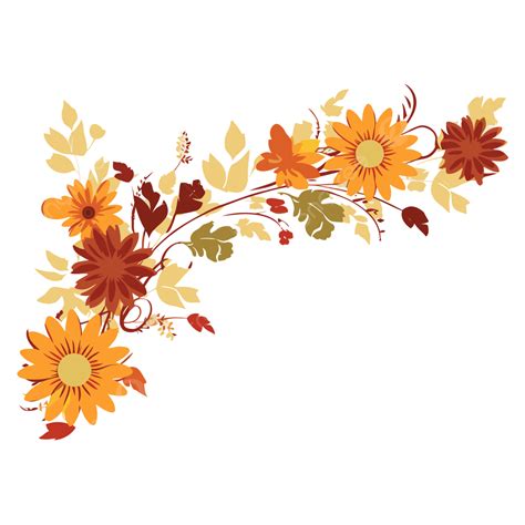 Fall Flower Border Clipart Autumn Flowers And Leaves On A White ...