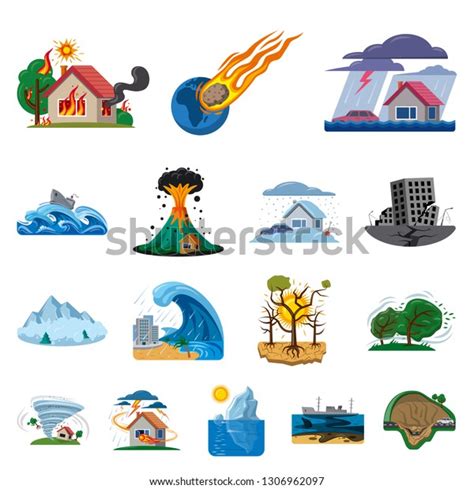 Vector Illustration Natural Disaster Logo Collection Stock Vector ...