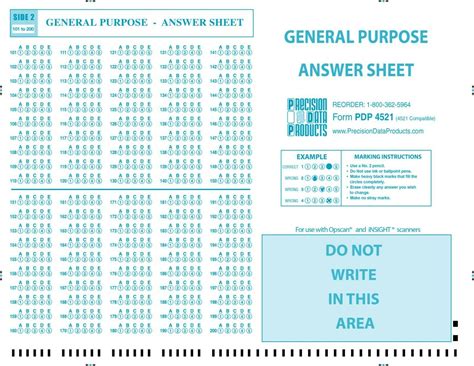 Scantron 4521 Compatible Testing Forms, (100 Sheet Pkg) By PDP - School ...