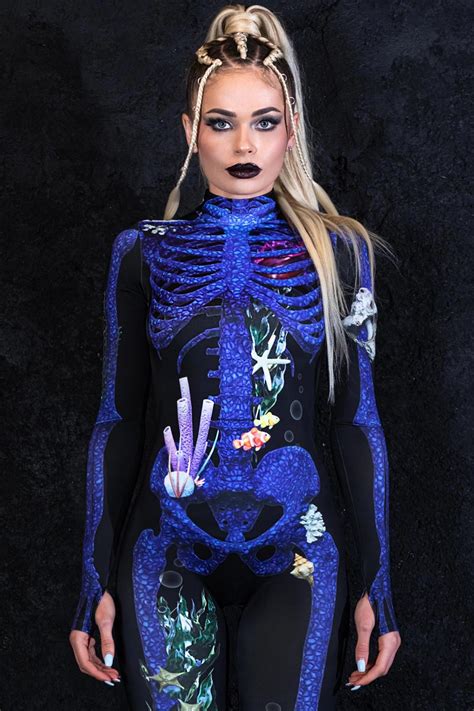 Blue Coral Halloween Skeleton Costume for Women | Devil Walking