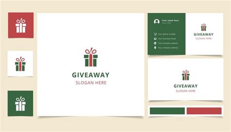 Premium Vector | Giveaway logo design with editable slogan branding book and