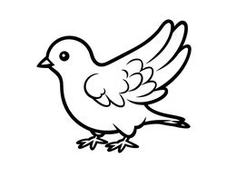 Dove Drawing To Color, Easy For Children - Coloring Page