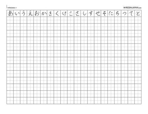 Printable Blank Hiragana Practice Sheets