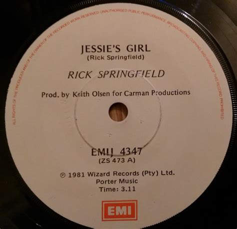 Rick Springfield - Jessie's Girl (1981, Vinyl) | Discogs