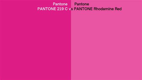 Pantone 219 C vs PANTONE Rhodamine Red side by side comparison