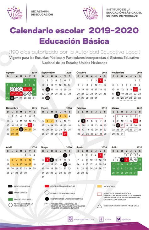 Calendario Oficial Ciclo Escolar 2019 A 2020 Sep Para Imprimir