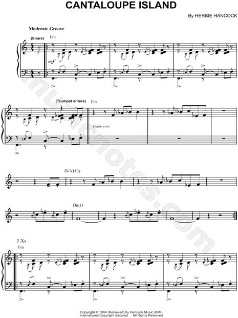 Herbie Hancock "Cantaloupe Island" Sheet Music (Piano Solo) in C Major - Download & Print - SKU ...