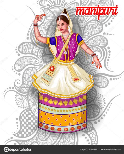 Illustration Indian Manipuri Dance Form Stock Vector by ©ColorBolt 182805668