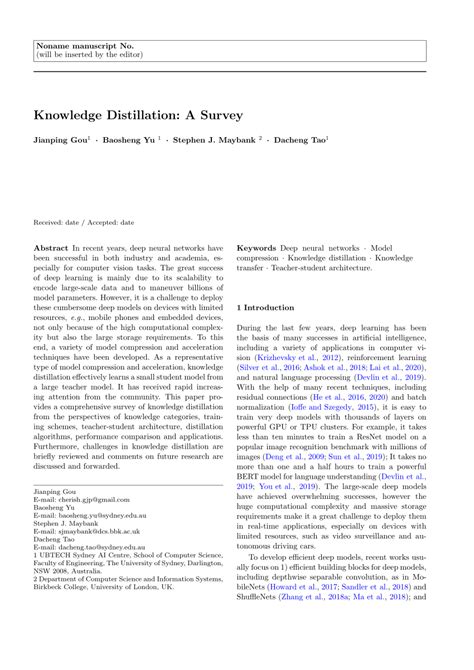 (PDF) Knowledge Distillation: A Survey